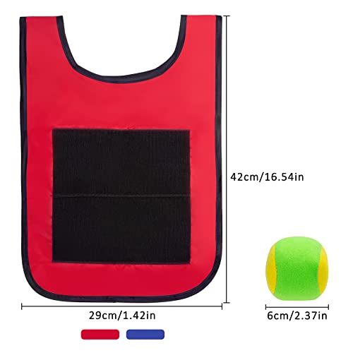 MoonSing Dodgeball Game Set, Throwing Target Game with 10 Sports Balls, 2 Sticky Ball Vest Garden Toys for Kids Children Indoor Outdoor Activity Strengthen Physical Game