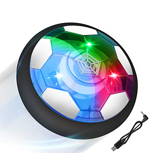 Rechargeable Air Power Football, Kids Hover Soccer Ball Toy Indoor with Soft Foam bumper & Led Lights, Sport Game Children Gadget Easter Birthday Gift/Present for Boys Girls Stocking Filler Xmas