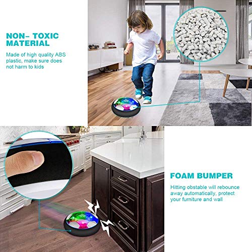 Rechargeable Air Power Football, Kids Hover Soccer Ball Toy Indoor with Soft Foam bumper & Led Lights, Sport Game Children Gadget Easter Birthday Gift/Present for Boys Girls Stocking Filler Xmas