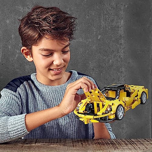 SIENON Technic Super Sports Car Building Kit Pull Back Race Car Toy, Racing Sports Collectible Model Supercar Building Set, Sports Vehicle Construction Toys for Kids Girls Boys Age 6+ (391 Pcs)
