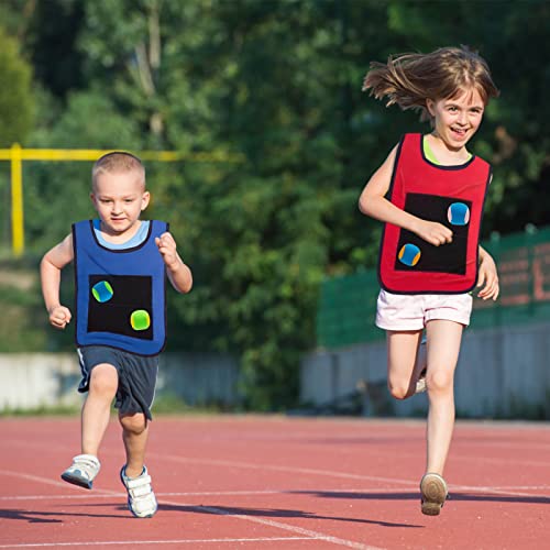 MoonSing Dodgeball Game Set, Throwing Target Game with 10 Sports Balls, 2 Sticky Ball Vest Garden Toys for Kids Children Indoor Outdoor Activity Strengthen Physical Game