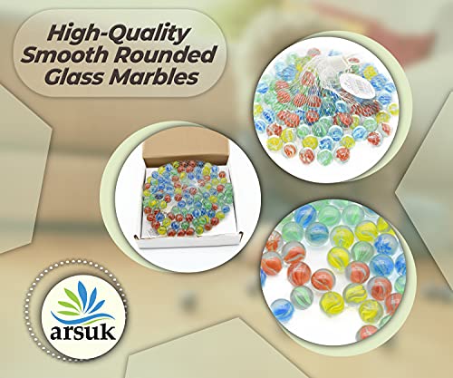 ARSUK Cat's Eye Marbles, Glass Marbles, Comes in a bag, Protection against damage, Sports Toys & Outdoor Games (160-170 Pcs, 955gm Approx.)