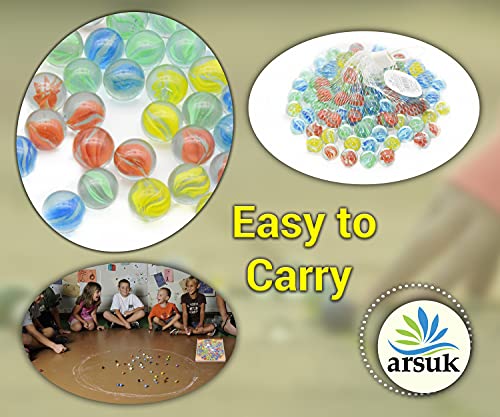 ARSUK Cat's Eye Marbles, Glass Marbles, Comes in a bag, Protection against damage, Sports Toys & Outdoor Games (160-170 Pcs, 955gm Approx.)