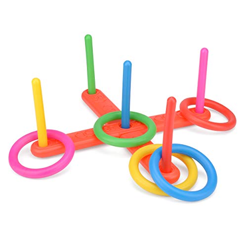 Toyrific Quoits Set, Plastic Ring Toss Game for Kids, Outdoor Games Set