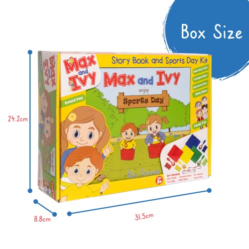 Max and Ivy enjoy Sports Day | Children’s Story Book and Sports Day Kit | Read and Play | Garden Games | Outdoor Toys | Kids Outdoor Games | Bean Bag Toss, Egg and Spoon Race, Sack Race & More