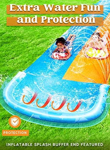 JOYIN 685 cm Slip Slide and 2 Bodyboards, Lawn Water Slides Slip N Waterslides Summer Water Toy with Build in Sprinkler for Backyard Outdoor Water Fun for Kids Adults