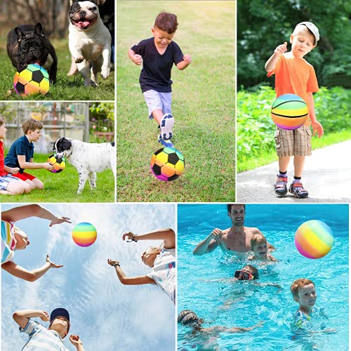 BQSHX 3 Pcs Toddler Sports Ball Set with Pump,Inflatable Football Basketball Rainbow Ball Outdoor Playground Garden Bouncy Beach balls Toy Game for Kids Children Boys Girls Christmas Birthday Gift