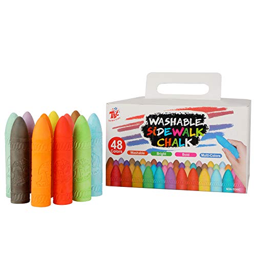 TBC Jumbo Pavement Chalks for Toddlers 48pcs Washable Outdoor Chunky Chalk for Kids Sidewalk Children Giant Chalk Set Non-Toxic for Street Yard Blackboard Chalkboard Playground Games Drawing Painting