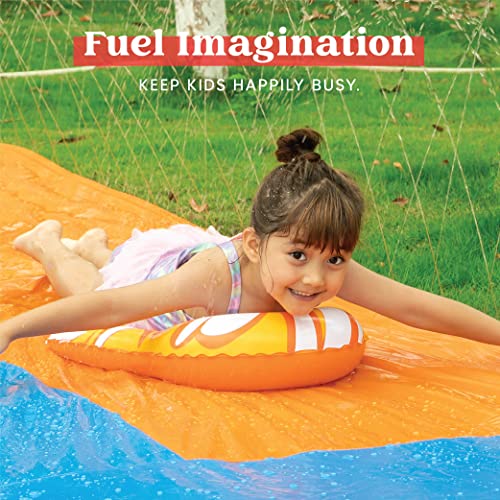 JOYIN 685 cm Slip Slide and 2 Bodyboards, Lawn Water Slides Slip N Waterslides Summer Water Toy with Build in Sprinkler for Backyard Outdoor Water Fun for Kids Adults