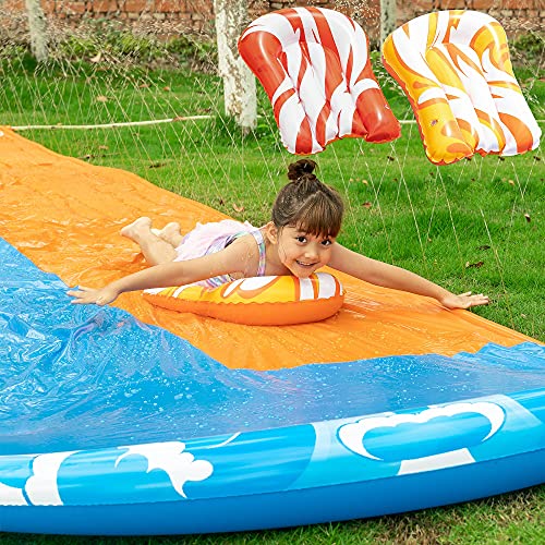 JOYIN 685 cm Slip Slide and 2 Bodyboards, Lawn Water Slides Slip N Waterslides Summer Water Toy with Build in Sprinkler for Backyard Outdoor Water Fun for Kids Adults