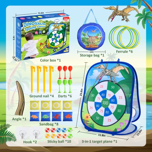 Toys for 3-10 Year Old Boys, Kids Dart Board Set Dinosaur Toys for Boys Outdoor Toys Garden Toys Gifts for 3-10 Year Old Boys Boys Toys Age 3-10 Kids Toys Party Games for Kids Outdoor Games for Kids