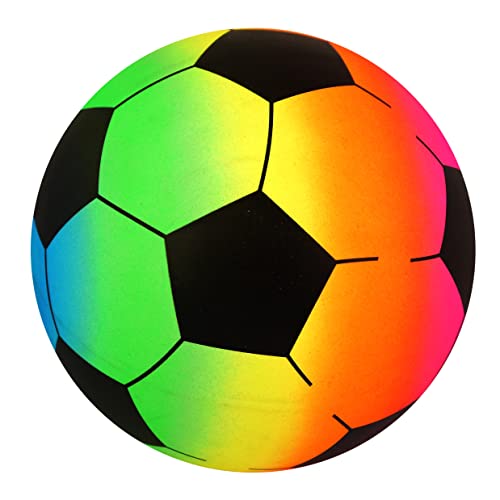 HENBRANDT Single Uninflated Plastic Rainbow Football 20cm PVC Ball Neon Rainbow Kids Toys Summer Fun Beach Garden BBQ Picnic Party Outdoor Game for Boys and Girls