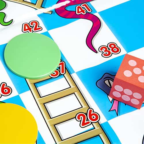 abeec Jumbo 2-In-1 Outdoor Games – Giant Board Games - Garden Games For Kids - Kids Garden Games Includes Snakes & Ladders and Noughts & Crosses Boards