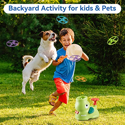 YYDeek Outdoor Toys for Kids Ages 3-5, Flying Disc Launcher Toy for Girls Age 3, Flying Saucer Toy with 8 Dics, Outdoor and Indoor Interactive Toys for Pets and Children