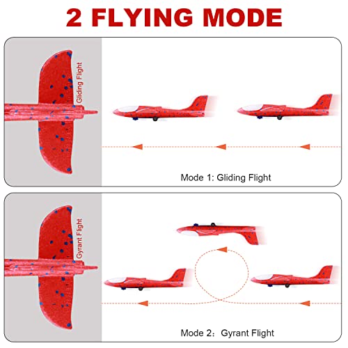 HFHY LED Airplane Launcher Toy, Catapult Aeroplane Toys, 3 Pack Flying Toys for Kids One-Click Ejection Model Foam Glider Plane with Children Boys Girls Outdoor Sport or Gift