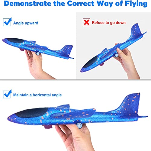 ZYHLTD Airplane Launcher Toys Set, Launcher and 3 Foam Airplanes, Fun Outdoor Toys Shooting Game, Gifts for Children, Family and Friends (Blue Launcher)