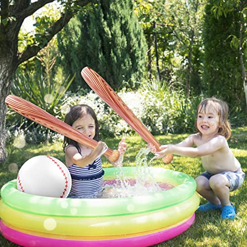3 Pieces Baseball Balloons, Inflatable Baseball Bat Beach Baseball Including 16 Inch Baseball and 30 Inch Inflatable Baseball Bat Baseball Party Favors for Pool Beach Fun Sports Game Birthday Decor