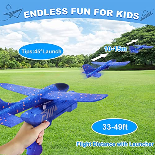 ZYHLTD Airplane Launcher Toys Set, Launcher and 3 Foam Airplanes, Fun Outdoor Toys Shooting Game, Gifts for Children, Family and Friends (Blue Launcher)