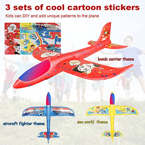 HFHY LED Airplane Launcher Toy, Catapult Aeroplane Toys, 3 Pack Flying Toys for Kids One-Click Ejection Model Foam Glider Plane with Children Boys Girls Outdoor Sport or Gift