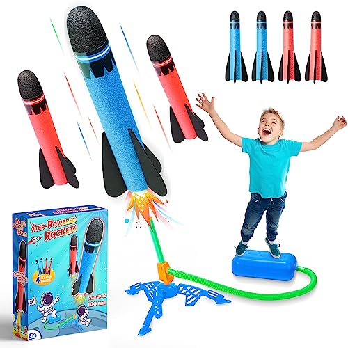 HappyGoLucky Kids Toys Age 3-12, Stomp Toy Rockets Toys for 4-10 Year Old Boys Garden Toys 3-9 Year Old Boys Girls Gifts Outdoor Toys Rocket Toy Launcher Boys Gifts Age 5 6 7 Birthday Gifts for Kids
