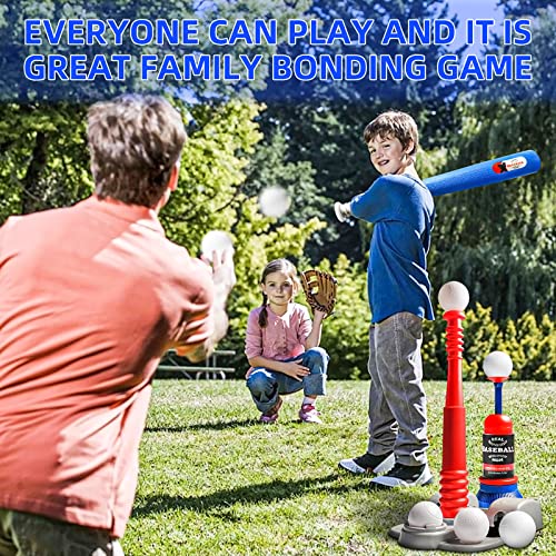 EPPO Tee Ball Set for Kids 3-5|5-8, Kids Baseball Tee, T-Ball Set for Toddlers Includes 6 Balls, Teeball Batting Tee, Pitching Machine, Nice Gift Outdoor Sport Toy Games for Boys & Girls