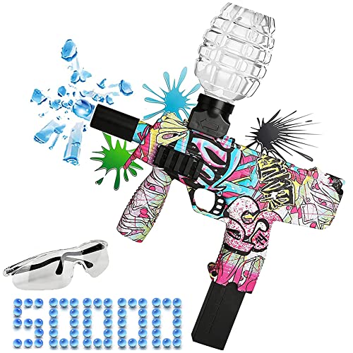 Gel Ball Blaster with Goggles and 50000 Bullets , Electric Gel Blasters Toy for Outdoor Sports and Team Fighting Games, Suitable for teens and adults Aged 12+ (pink)