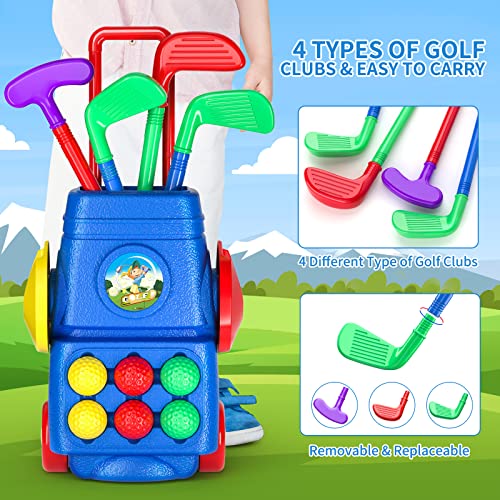 TEMI Toddler Golf Toy Set - Kids Golf Suitcase Game Play Set & Sports Toys with 6 Balls, 4 Golf Sticks, 2 Practice Holes - Indoor and Outdoor Toys for 2 3 4 5 Year Old Boys Girls