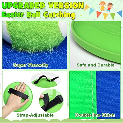 ZMLM Toss Catch Ball Toy Set: Upgraded Beach Yard Lawn Sport Game Activity Backyard Fun Outside Indoor Family Outdoor Toy for Age 3-12 Girl Boy Kid Birthday Gift with 4 Sticky Paddles 4 Throw Balls