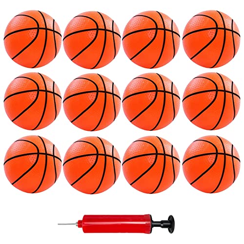 Hymaz 12 Pack Mini Basketball Ball for Kids Toddlers - 4 Inch Mini Hoop Basketball Toy Geart for Sports Beach Pool Theme Party Favor with Pump