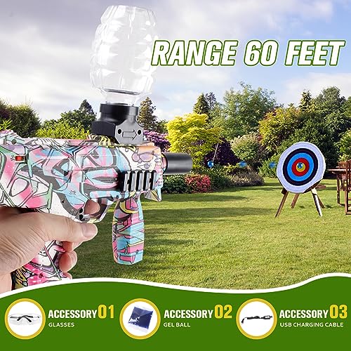 Gel Ball Blaster with Goggles and 50000 Bullets , Electric Gel Blasters Toy for Outdoor Sports and Team Fighting Games, Suitable for teens and adults Aged 12+ (pink)