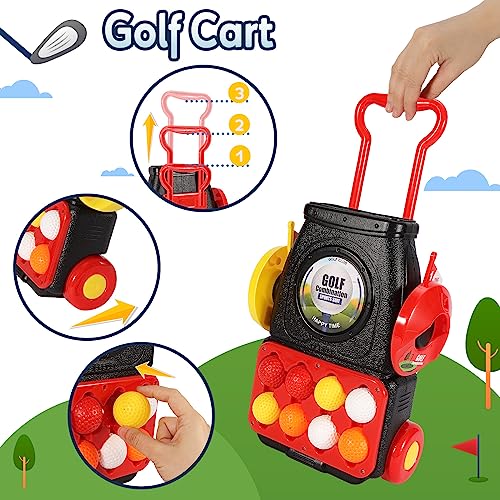 HYAKIDS Kids Golf Set, Toddler Golf Clubs with 8 Balls, 4 Golf Clubs, 2 Practice Holes, Golf Suitcase, Indoor Outdoor Sports Toys for Boys Girls 3 4 5 6 Years Old