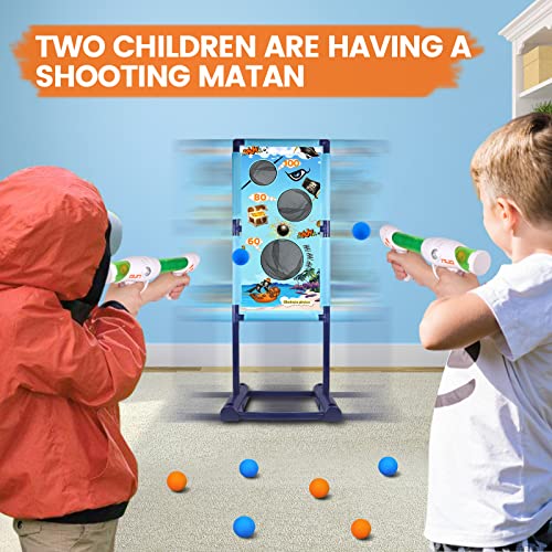 DX DA XIN Moving Shooting Games for Kids with 2 Popper Guns 18 Foam Balls Outdoor Garden Stocking Fillers Kids for Boys Toys Age 5 6 7 8 9 10