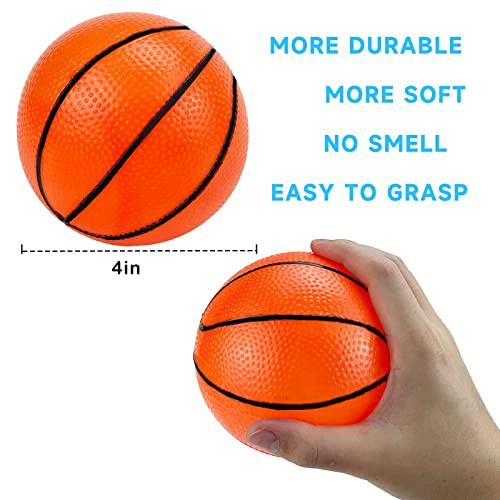 Hymaz 12 Pack Mini Basketball Ball for Kids Toddlers - 4 Inch Mini Hoop Basketball Toy Geart for Sports Beach Pool Theme Party Favor with Pump