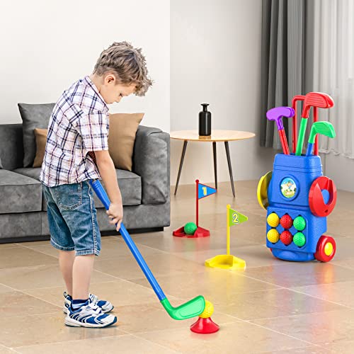 TEMI Toddler Golf Toy Set - Kids Golf Suitcase Game Play Set & Sports Toys with 6 Balls, 4 Golf Sticks, 2 Practice Holes - Indoor and Outdoor Toys for 2 3 4 5 Year Old Boys Girls