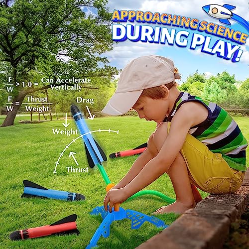 HappyGoLucky Kids Toys Age 3-12, Stomp Toy Rockets Toys for 4-10 Year Old Boys Garden Toys 3-9 Year Old Boys Girls Gifts Outdoor Toys Rocket Toy Launcher Boys Gifts Age 5 6 7 Birthday Gifts for Kids