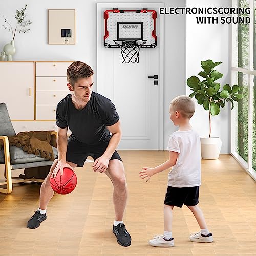 TEMI Basketball Hoop Indoor, Mini Basketball Hoop with 4 Balls, Over The Door Basketball Hoop for Kids and Adults, Basketball Toys for Boys Girls Age 3 4 5 6 7 8 9 10 11 12 - Kids & Teens Gift Ideas