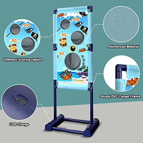 DX DA XIN Moving Shooting Games for Kids with 2 Popper Guns 18 Foam Balls Outdoor Garden Stocking Fillers Kids for Boys Toys Age 5 6 7 8 9 10