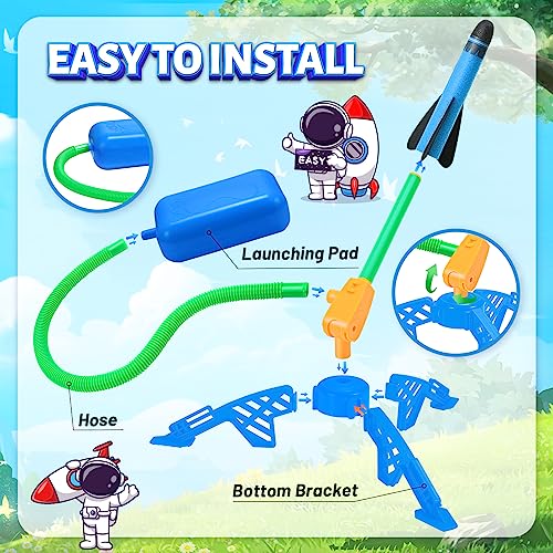 HappyGoLucky Kids Toys Age 3-12, Stomp Toy Rockets Toys for 4-10 Year Old Boys Garden Toys 3-9 Year Old Boys Girls Gifts Outdoor Toys Rocket Toy Launcher Boys Gifts Age 5 6 7 Birthday Gifts for Kids