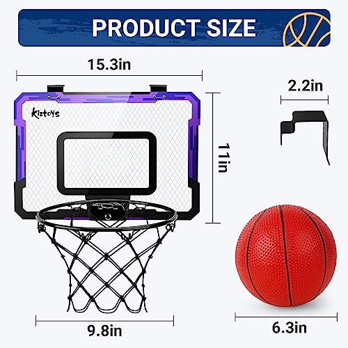 Kiztoys Basketball Hoop for Kids, Indoor Hoop Wall Mounted Basketball Toy with 3 Balls, Net and Pump Indoor Outdoor Sport Toy Set for Kids