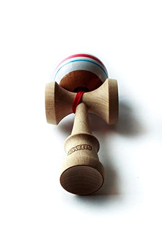 Sweets Kendamas Prime Sport Stripe Kendama - Sticky Paint, Stripe Design, Extra String Accessory Bundle (Racer)