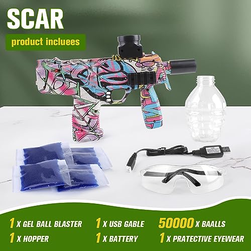 Gel Ball Blaster with Goggles and 50000 Bullets , Electric Gel Blasters Toy for Outdoor Sports and Team Fighting Games, Suitable for teens and adults Aged 12+ (pink)