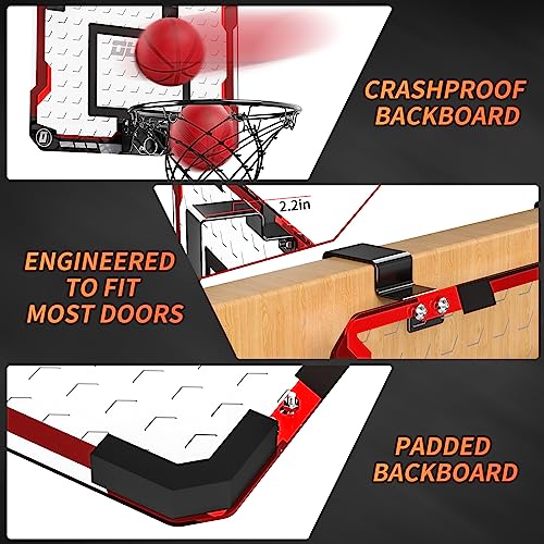TEMI Basketball Hoop Indoor, Mini Basketball Hoop with 4 Balls, Over The Door Basketball Hoop for Kids and Adults, Basketball Toys for Boys Girls Age 3 4 5 6 7 8 9 10 11 12 - Kids & Teens Gift Ideas