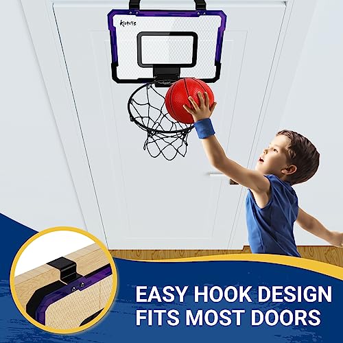 Kiztoys Basketball Hoop for Kids, Indoor Hoop Wall Mounted Basketball Toy with 3 Balls, Net and Pump Indoor Outdoor Sport Toy Set for Kids