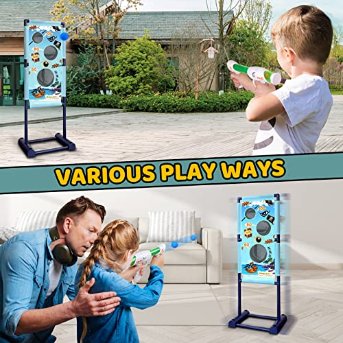 DX DA XIN Moving Shooting Games for Kids with 2 Popper Guns 18 Foam Balls Outdoor Garden Stocking Fillers Kids for Boys Toys Age 5 6 7 8 9 10
