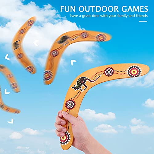 Garneck Wooden Boomerang V-shaped Maneuver Dart Boomerang Flying Equipment Outdoor Toys Game Throwing Sports Toy for Girls Boys Adults