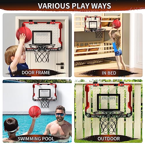 TEMI Basketball Hoop Indoor, Mini Basketball Hoop with 4 Balls, Over The Door Basketball Hoop for Kids and Adults, Basketball Toys for Boys Girls Age 3 4 5 6 7 8 9 10 11 12 - Kids & Teens Gift Ideas