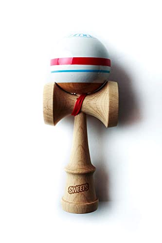 Sweets Kendamas Prime Sport Stripe Kendama - Sticky Paint, Stripe Design, Extra String Accessory Bundle (Racer)