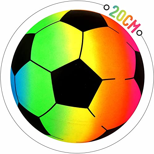 LORD C Kids Football PVC Soccer 20cm / 80gm Toy Beach Sports Pool Lightweight Inflatable Ball For Indoor Outdoor Playground Garden Games Unisex Christmas And Birthday Gift (Rainbow)
