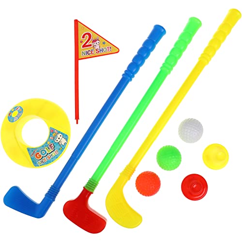 BESPORTBLE Plastic Golf Clubs Set Toy Golf Kit, Plastic Childen Golf Suits for Child Adult Indoor Toy Outdoor Fun Sports Toys