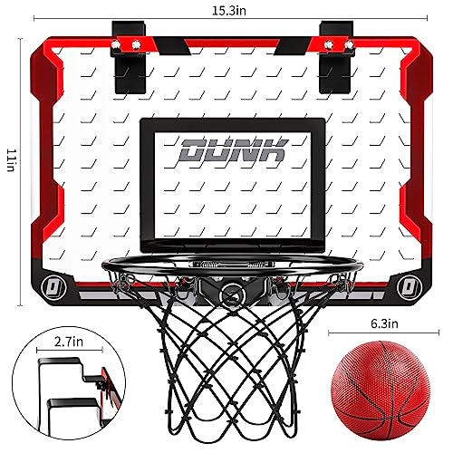 TEMI Basketball Hoop Indoor, Mini Basketball Hoop with 4 Balls, Over The Door Basketball Hoop for Kids and Adults, Basketball Toys for Boys Girls Age 3 4 5 6 7 8 9 10 11 12 - Kids & Teens Gift Ideas